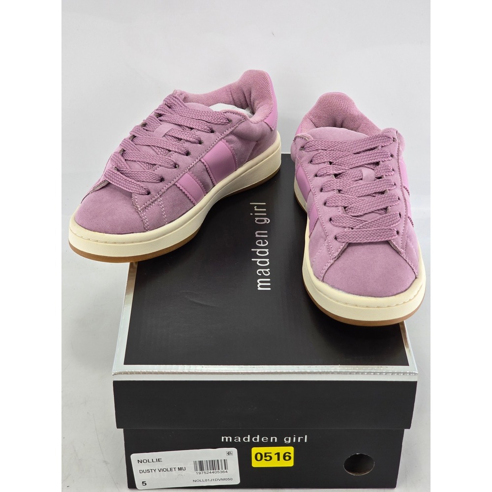 Madden Girl Nollie Sneakers Womens 5 Dusty Violet Suede Low Top - New